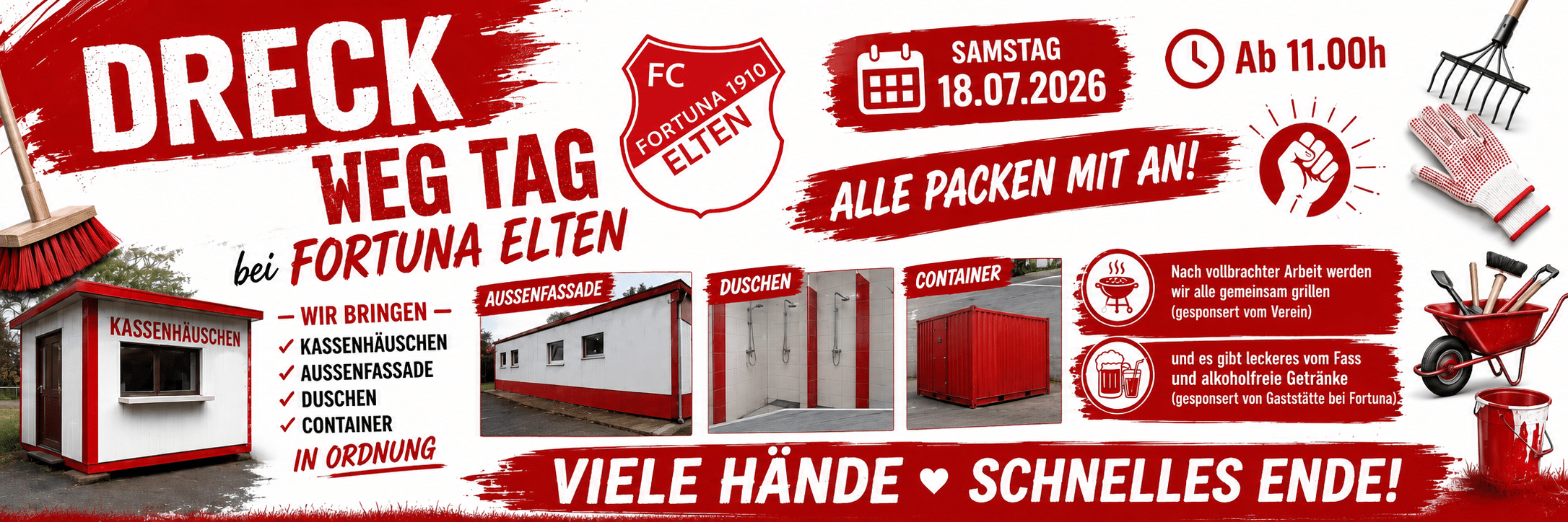 Dreck Weg Tag bei Fortuna Elten – Mitmachen. Anpacken. Gas geben.